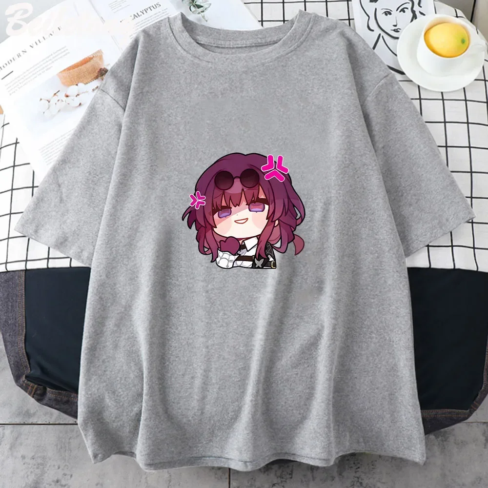 Honkai Star Rail Chibi Kafka T Shirt Anime Printing T Shirt Women's Kawaii Manga Vanitass Cosplay 100% Cotton Unisex T-shirts