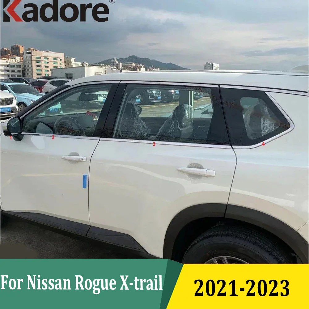 

Для Nissan Rogue X-trail 2021 2022 2023, нижняя молдинговая полоса для автомобильного окна, декоративная рамка, наклейка, внешние аксессуары, нержавеющая сталь