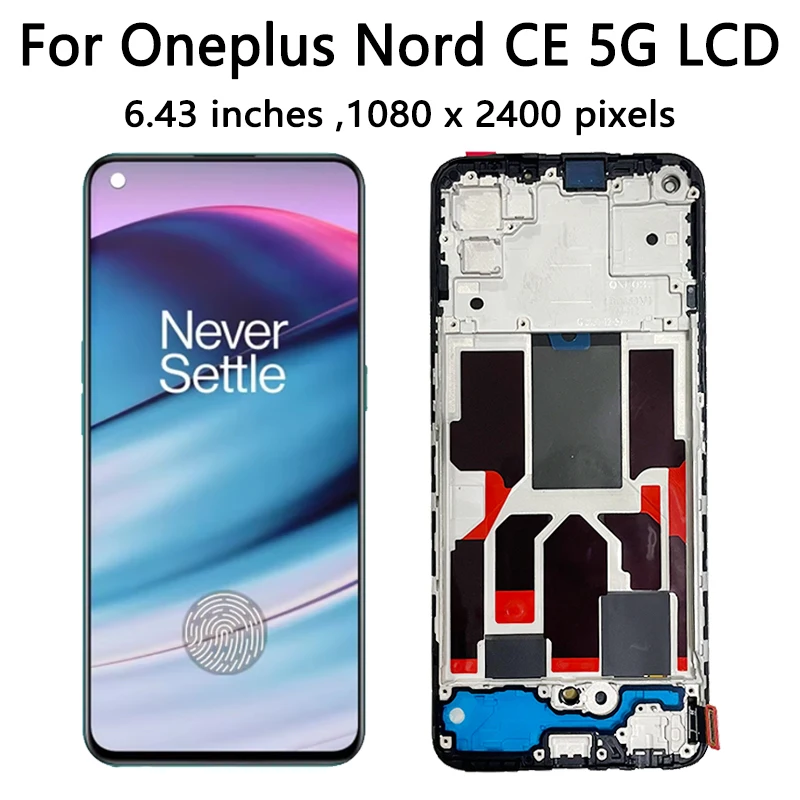 6.43 "AMOLED dla Oneplus Nord CE 5G EB2101 ramka ekranu Panel dotykowy Digitizer dla 1 + Nord CE 5G EB2103 ramka wyświetlacza — zdjęcie produktu 3