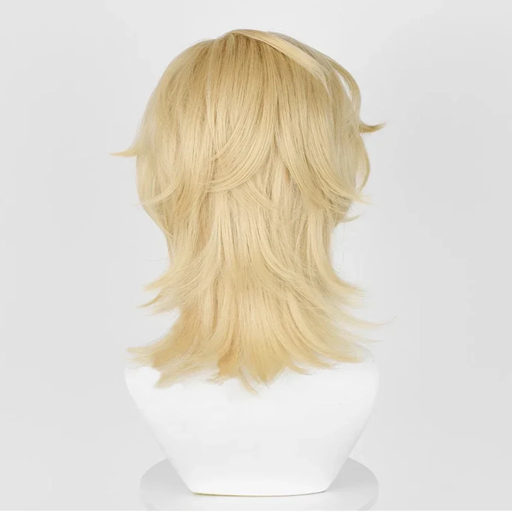 Honkai Star Rail Aventurine Wig Synthetic Short Straight Blonde Middle Part Game Cosplay Hair Heat Resistant Wig For Party