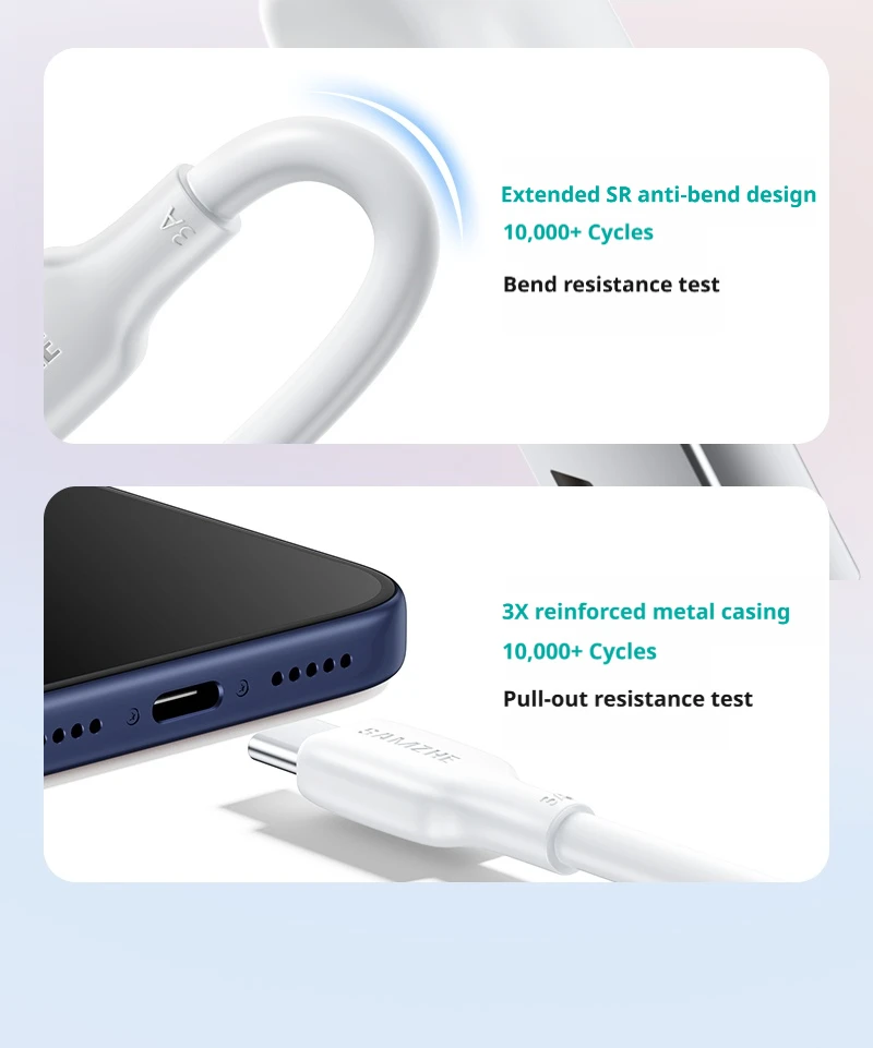 SAMZHE 3A USB-C-Kabel für iPhone 17 16 15 Xiaomi Samsung – Schnelles Ladekabel USB-C-Ladegerät Datenkabel für iPad Poco USB-C – Detail 14
