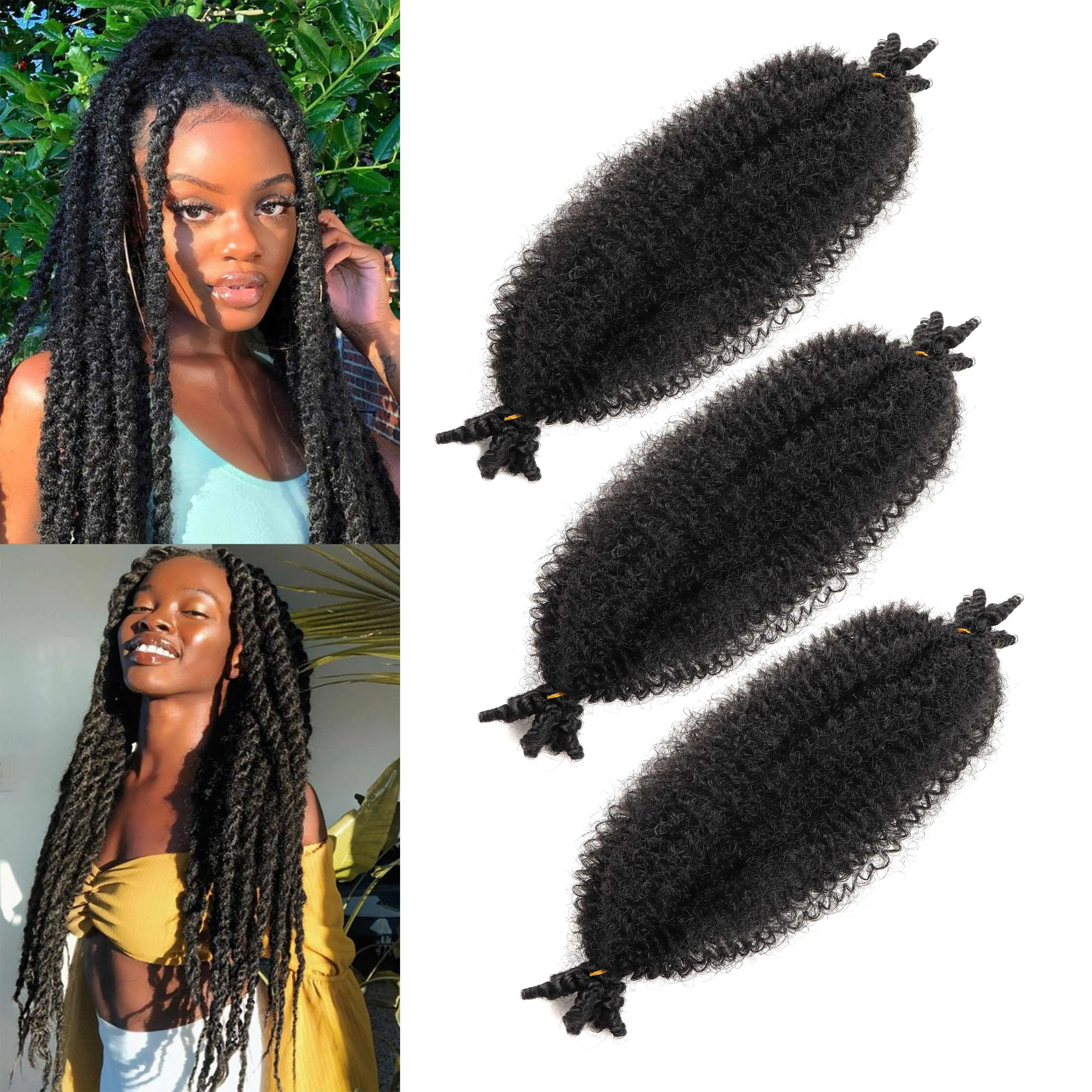 AHVAST afro crespo ricci primavera twist 3 pacchi / set 16 pollici trecce sintetiche all'uncinetto capelli marley twist intrecciare i capelli crespi twist