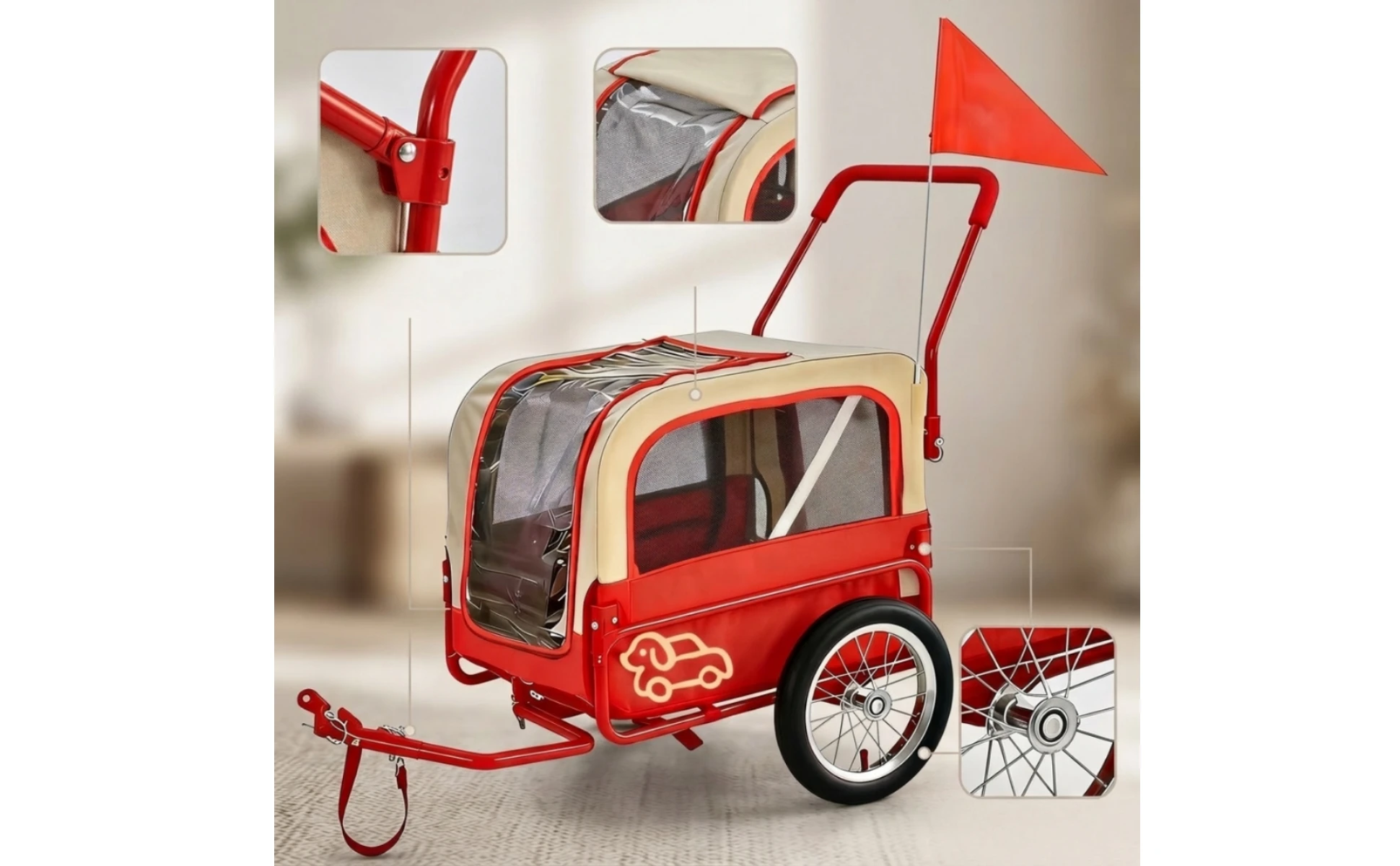 Dog Bike Trailer Convertible Pet Cycle Trailer Dog Stroller with Cycle Tow Arm Ventilated Pet Jogger with Push Handle Dog Bike Trailer Convertible Pet Cycle Trailer Dog Stroller with Cycle Tow Arm Ventilated Pet Jogger with Push Handle