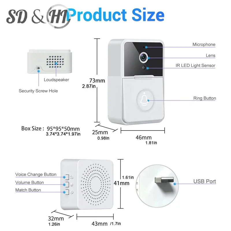 X3 Wireless Doorbell Wifi Outdoor Hd Camera Security By Bell Night Vision Video Intercom Voice Change For Home Monitor By Phone