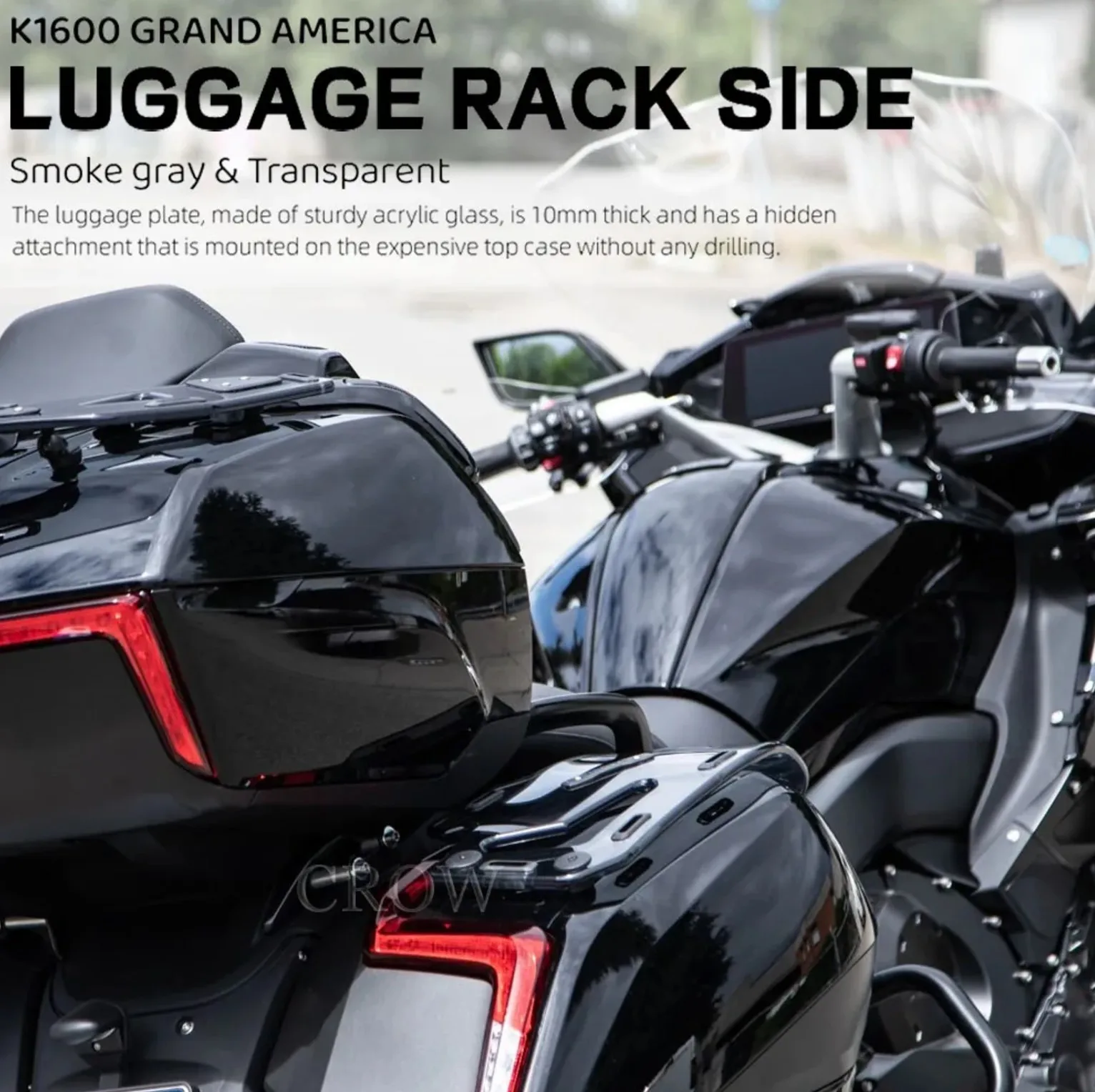 2024 New Motorcycle Smoke gray Additional Luggage racks on side panniers For BMW K1600 BAGGER K1600 Grand America 2017-UP