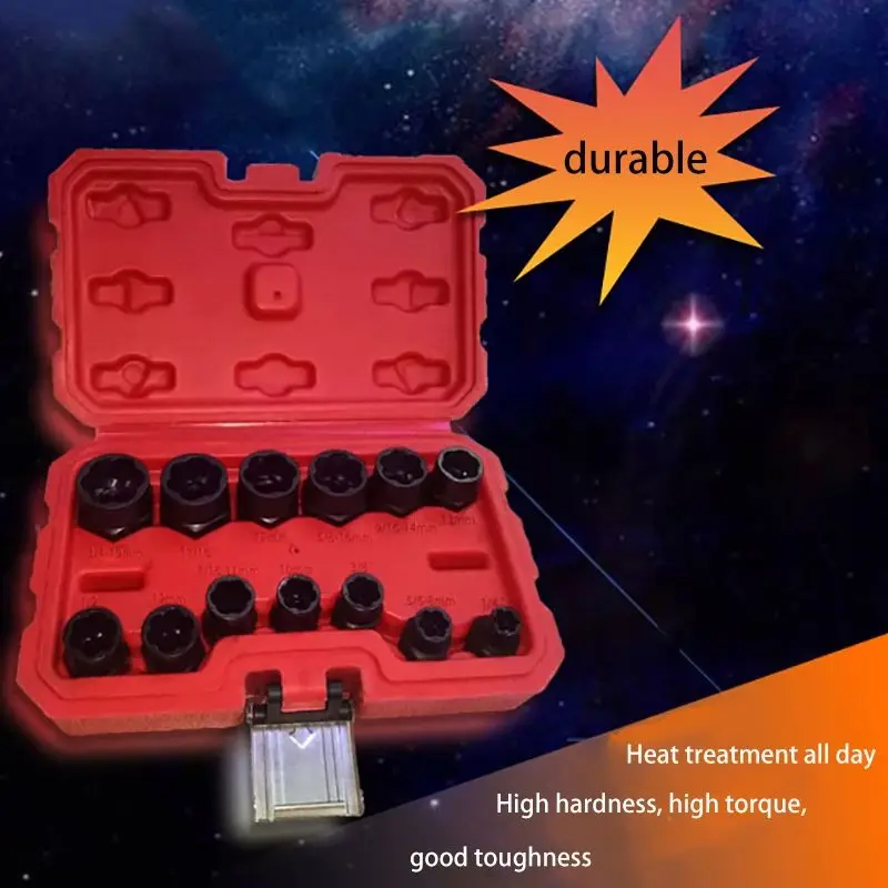 13 pz/set estrattore di dadi estrattore di viti estrattore di viti Kit di attrezzi per chiavi a bussola per la rimozione di viti dado bullone strumento Hardware per chiavi a bussola