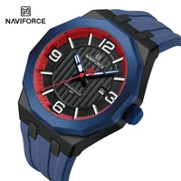 NAVIFORCE-relojes de lujo para hombre, resistente al agua hasta 3ATM, indicador de fecha, manecillas luminosas, correa de silicona, reloj moderno de cuarzo para regalo