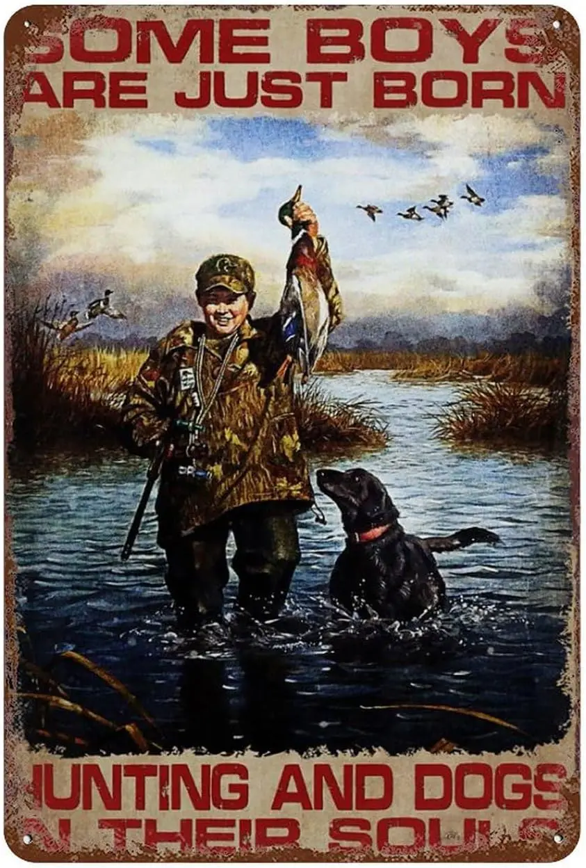 Some Boys re Jt Born, Huntng nd gs｜Vntge Tn Sgn Retro Wll Decoon Home Poster Plque Metl Sgns 8x12 nch,de041B93