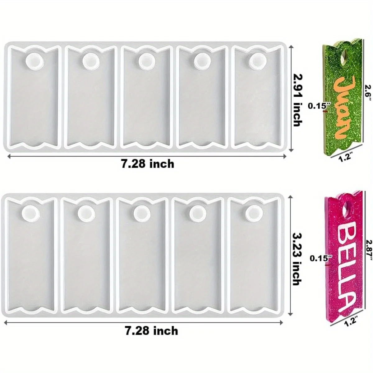 10-Cavity 20oz/30oz & 40oz Name Plate Silicone Mold, Cup Topper Mold for Resin Casting