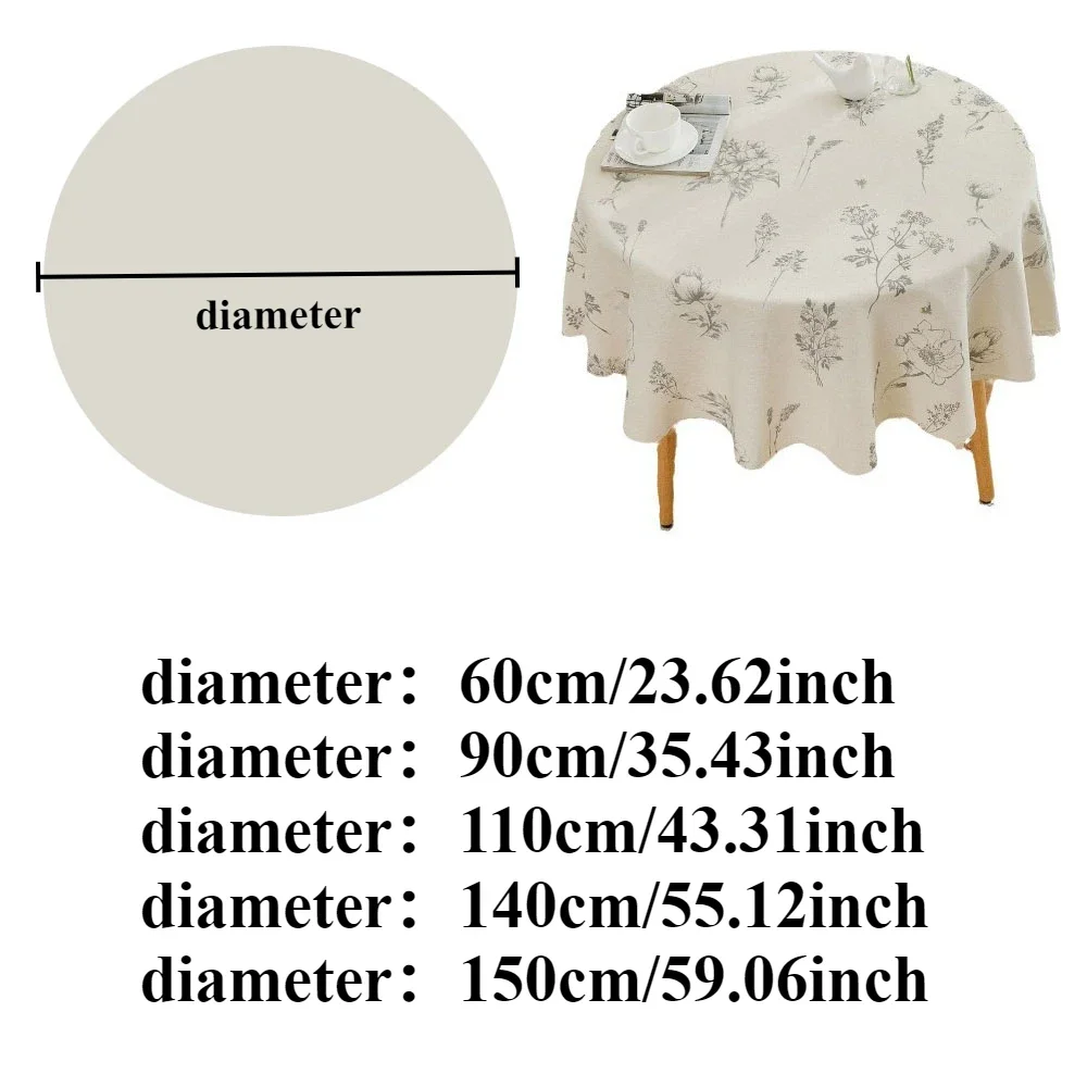 Floral Tassel Tablecloth Vintage Cotton Linen Tablecloth Premium Feeling Retro Round Thickened Tablecloths Decorations  Mantel
