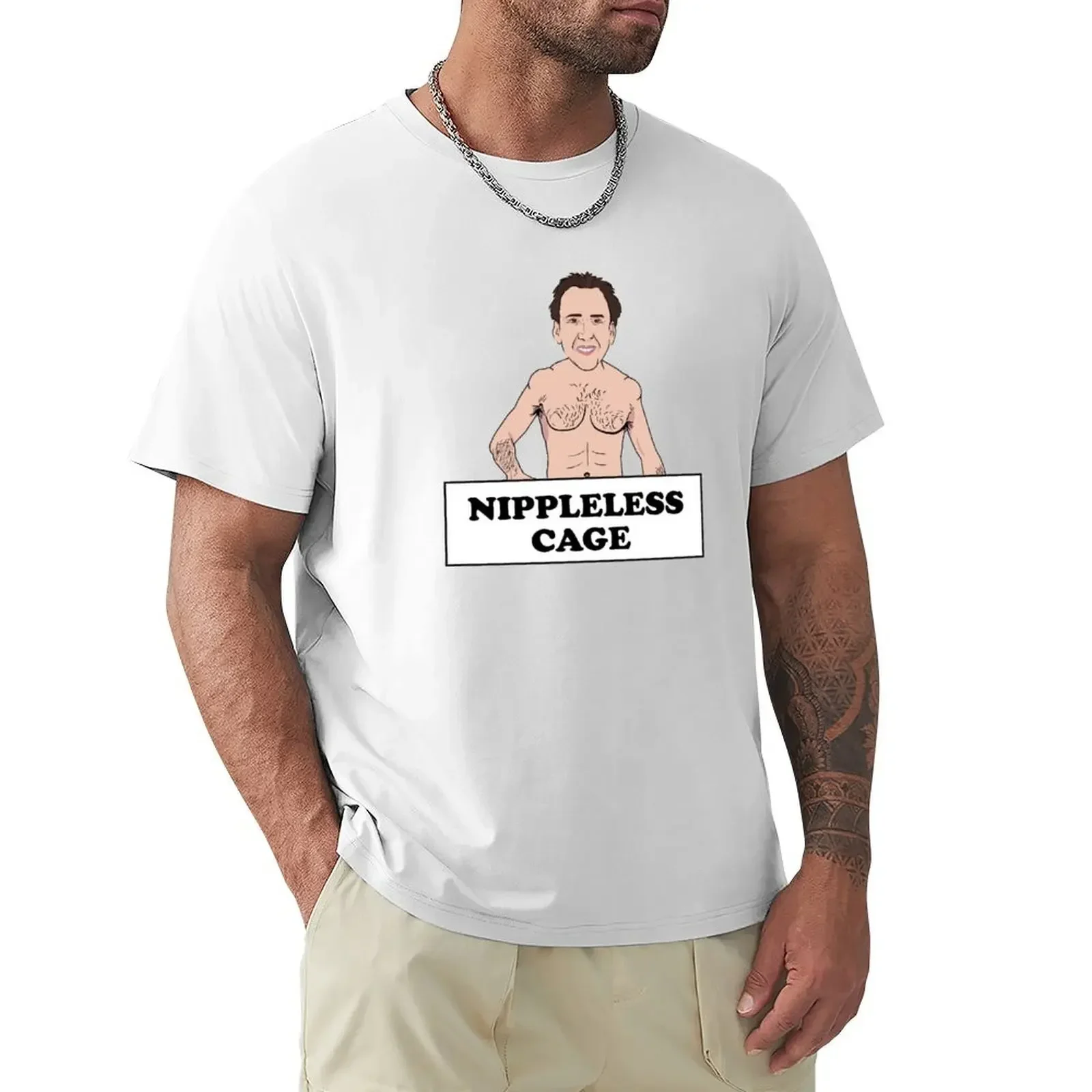 Nippleless Cage Nicolas Cage Without Nipples T-Shirt customs design your own plus sizes funnys heavy weight t shirts for men2024