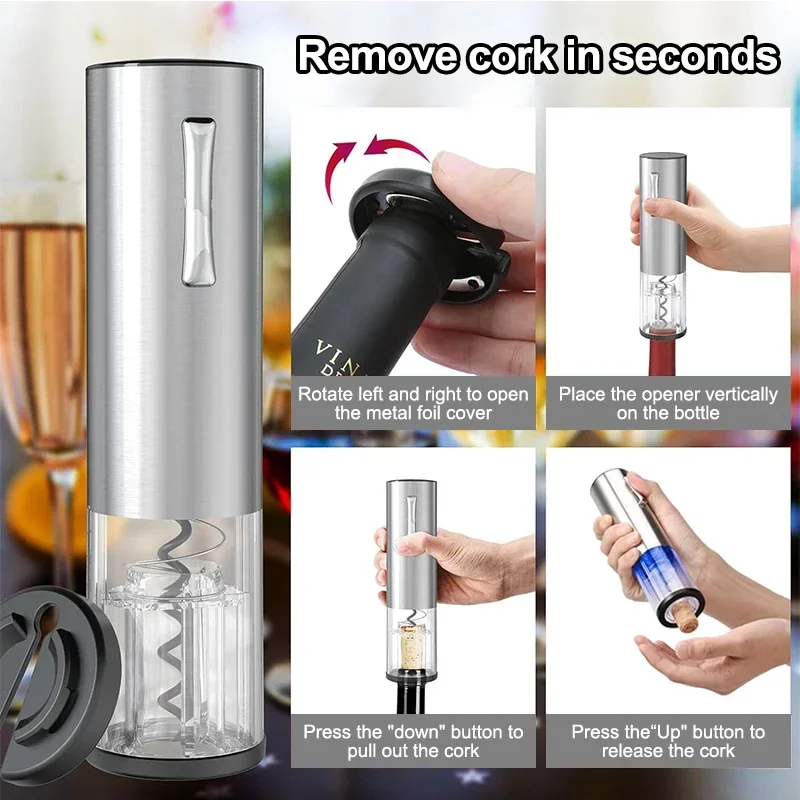 Electric Wine Bottle Opener Aerator Automatic Red Wine Corkscrew Rechargeable Opener Wine Lover Kitchen Gadgets