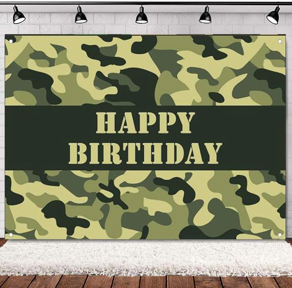 

Army Soldier Birthday Party Photography Backdrop Military Green Camouflage Cake Smash Background Patriotic Soldier Camo Banner