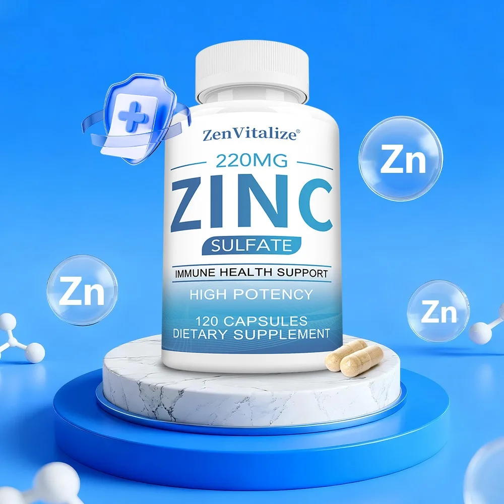 Premium Zinc Capsules 220 Mg Supplement, High Absorption, Boosts Immune, Antioxidant, Skin, Cognitive Health