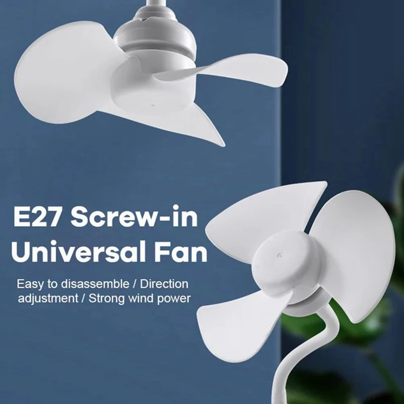 E27 Screw-In Universal Fan,3 Blades E27 Thread Base Ceiling Fan,Low Noise Cooling Fan,E27 Thread Ceiling Fan