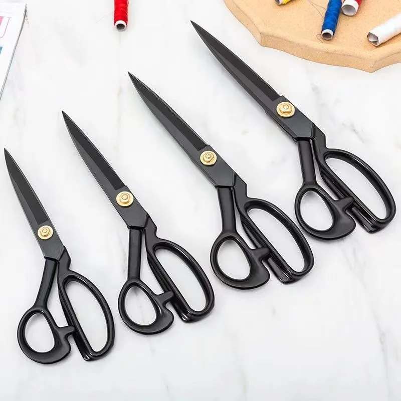Professional sewing scissors tailors fabric needles thread cutting manganese steel black blade cutting process is very sharp
