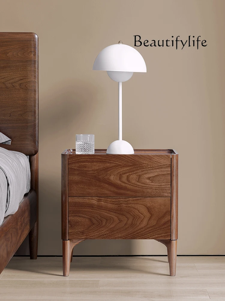 Nordic Minimalism Solid Wood Bedside Cabinet Modern Minimalist Bedside Cabinet Light Luxury Bedroom Bedside Storage Cabinet