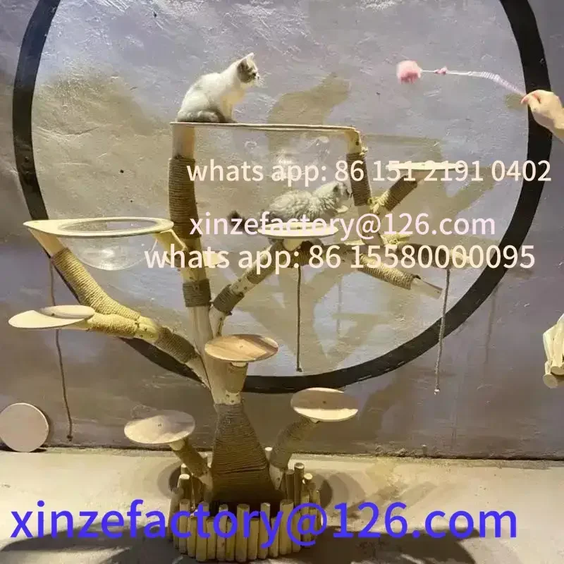 เตียงแมวไม้เนื้อแข็งที่ปรับแต่งได้ของโครงปีนเขารวมตัวขูดของเล่นที่ทนต่อการสึกหรอ