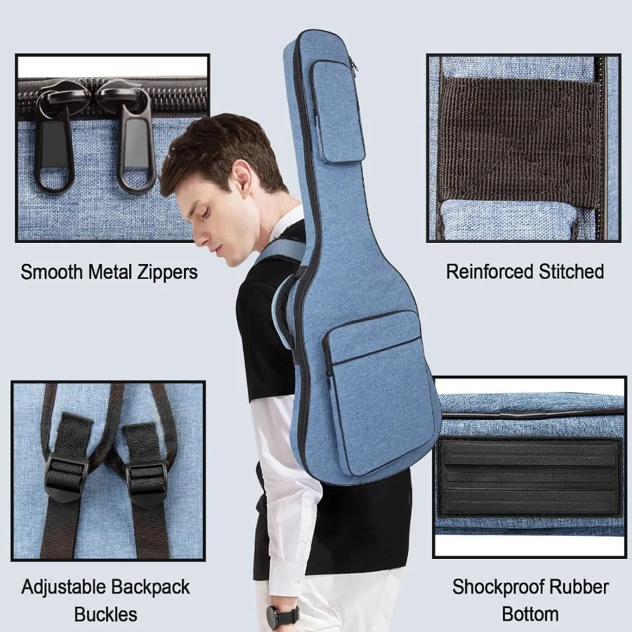 39インチ エレキギターバッグ ソフトギターケース 厚さ11mmのパッド入り エレキギターギグバッグ 防水ギターバックパック ポケット付き