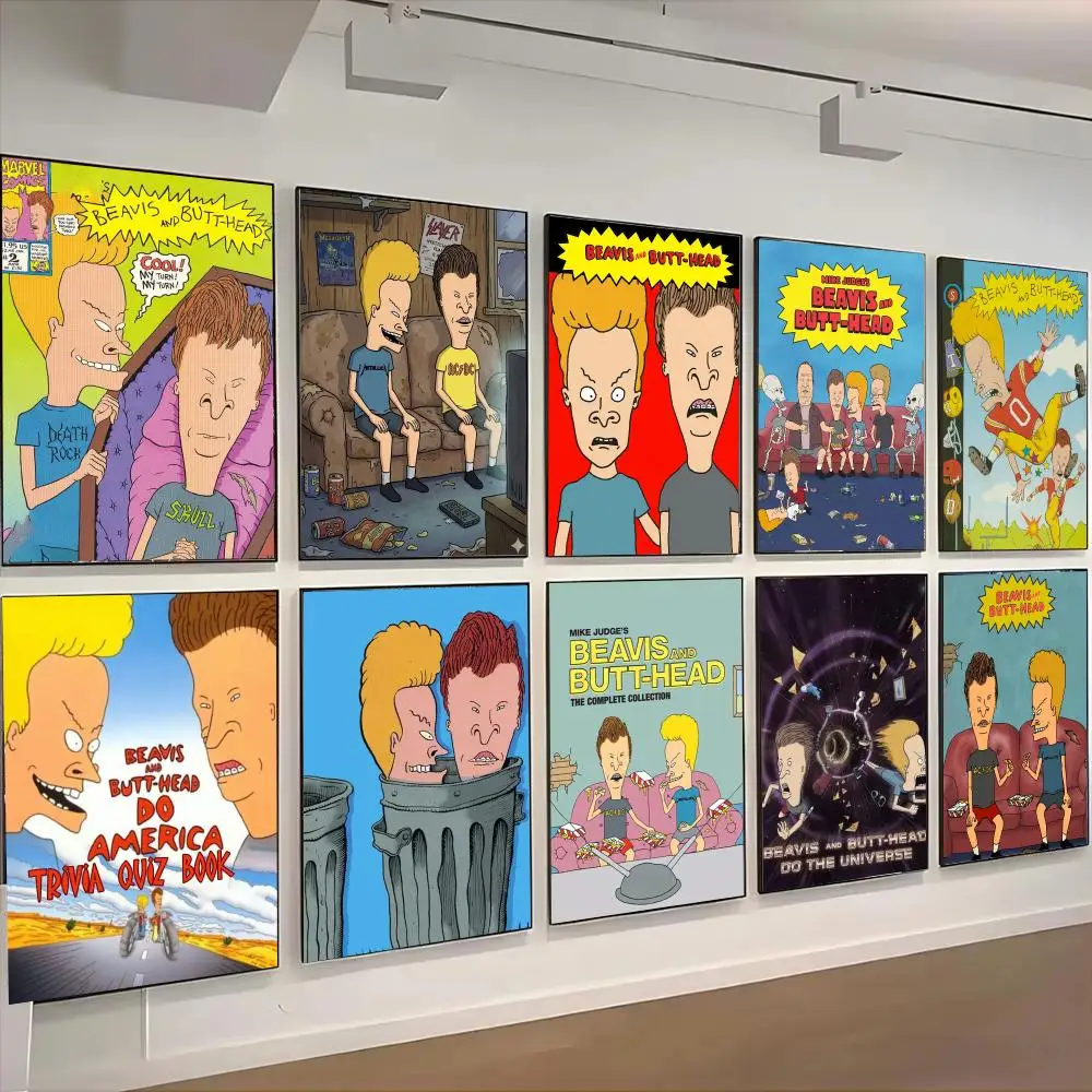 Beavis And Butthead Animation Art Poster Self-adhesive Living Room Bedroom Party Bar Decor Moisture-proof Fade-resistant