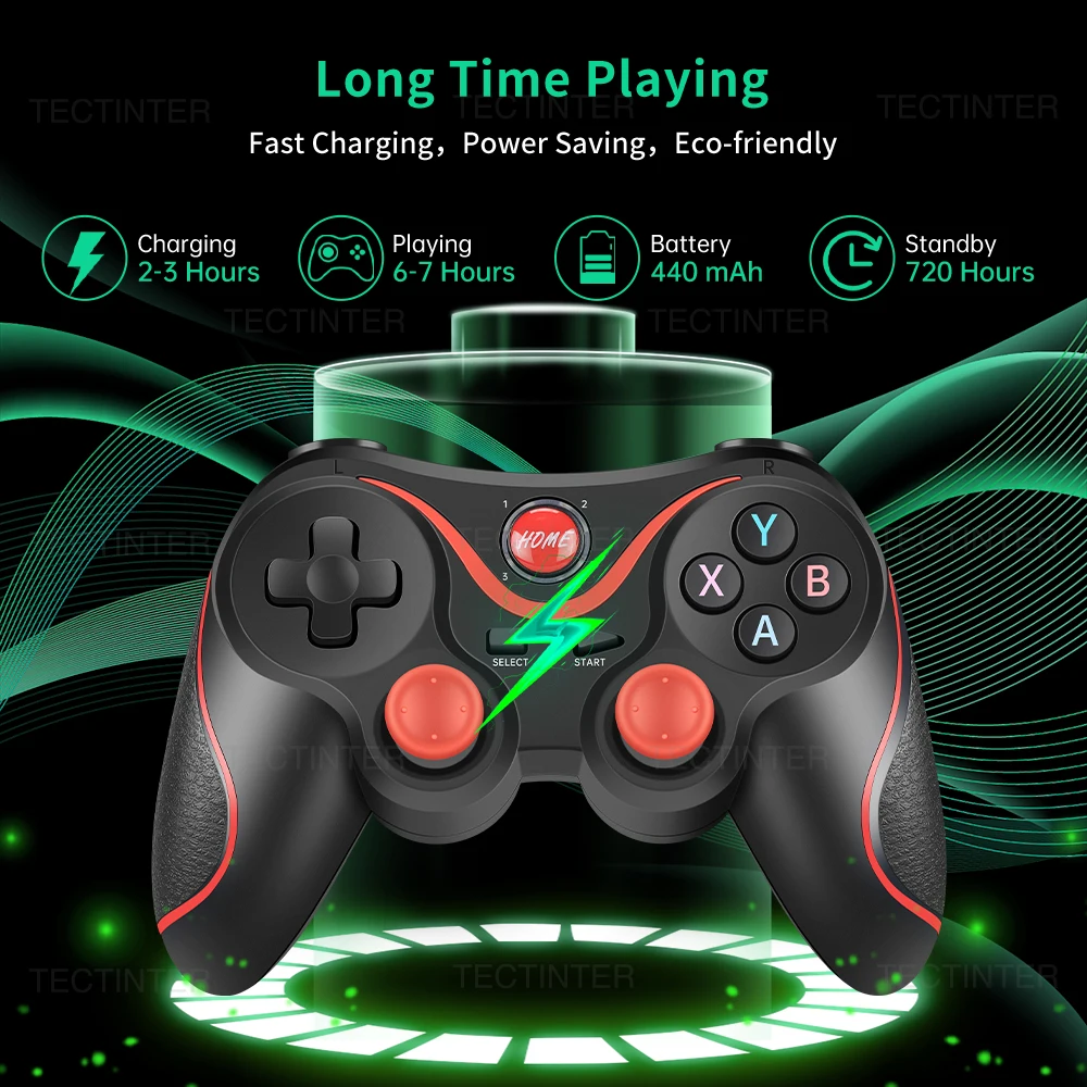 Terios T3 X3 وحدة تحكم لاسلكية PC عصا التحكم غمبد دعم بلوتوث للكمبيوتر/أندرويد/PS3/IOS/نينتندو سويتش 2 الملحقات