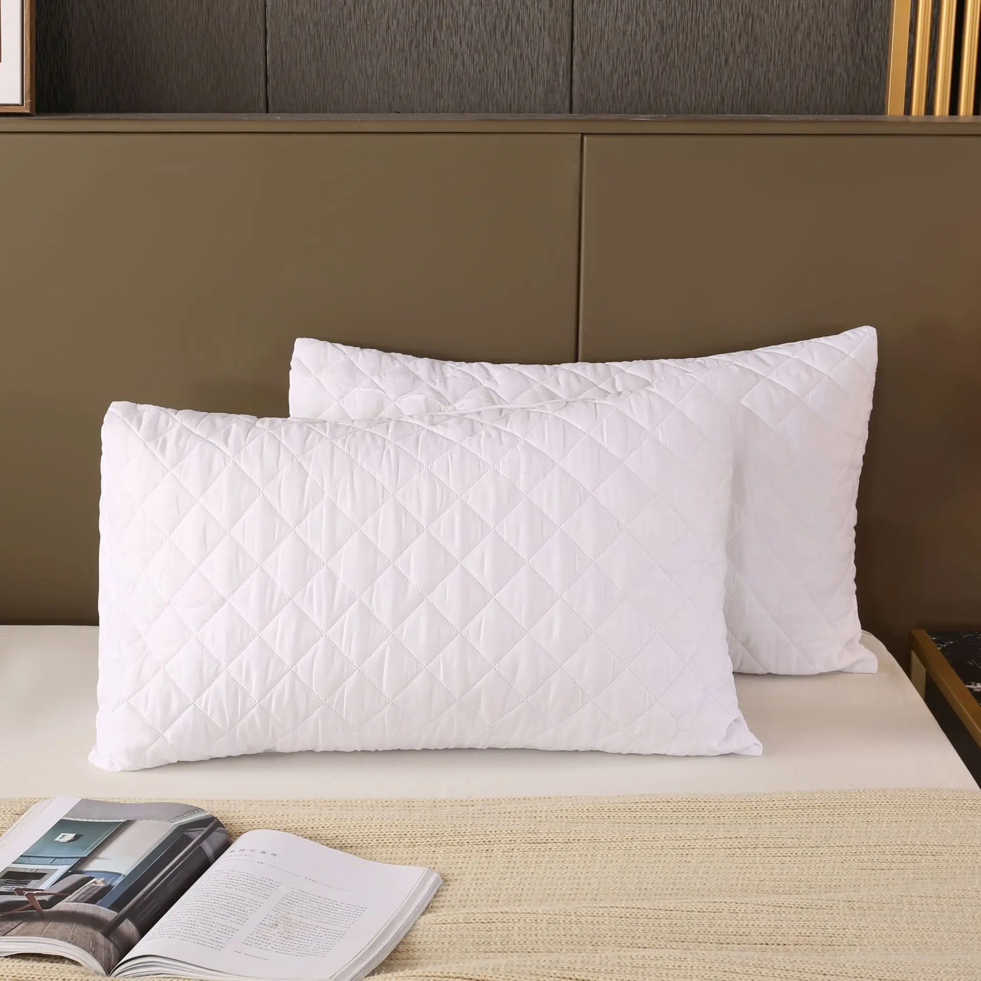 

Home Skin-friendly Soft Polyester Pillowcase Hotel Thickened Brushed Fabric Sandwich Cotton Pillowcase Waterproof Pillow Case