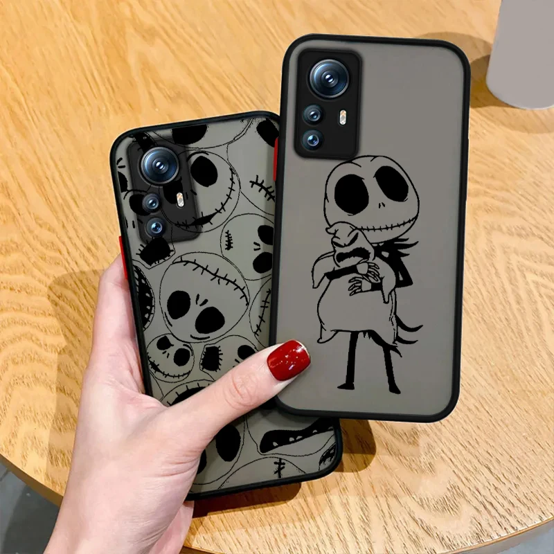 The Nightmare Before Christmas Phone Case For Redmi Note 13 12 11 10 Pro Plus Pro S T 5G Matte Frosted Translucent Cover