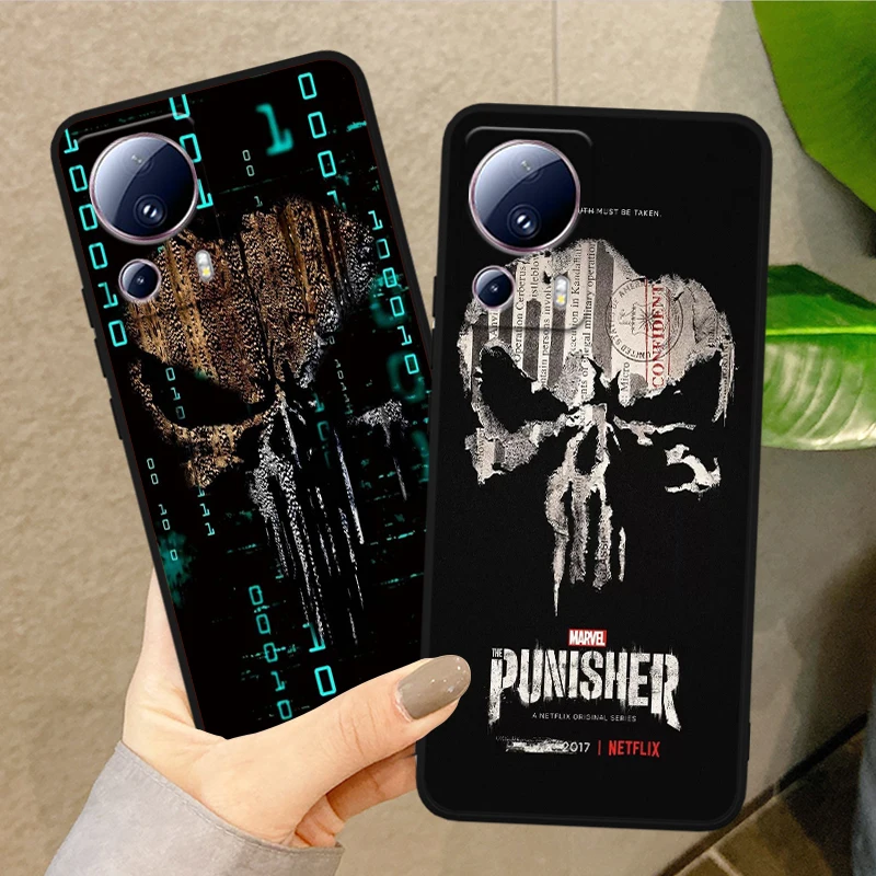 Marvel Superhero Punisher Cover For Xiaomi Mi 13 12X 12 11 11T 11i 10T 10 Pro Lite Ultra 5G 9T 8 A3 Black Phone Case