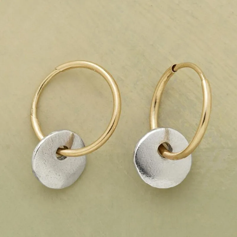 KSRA Fashion Popular Simplicity Circular Silvery Gold Color twine Earrings For Women Personality Shopping Jewelry