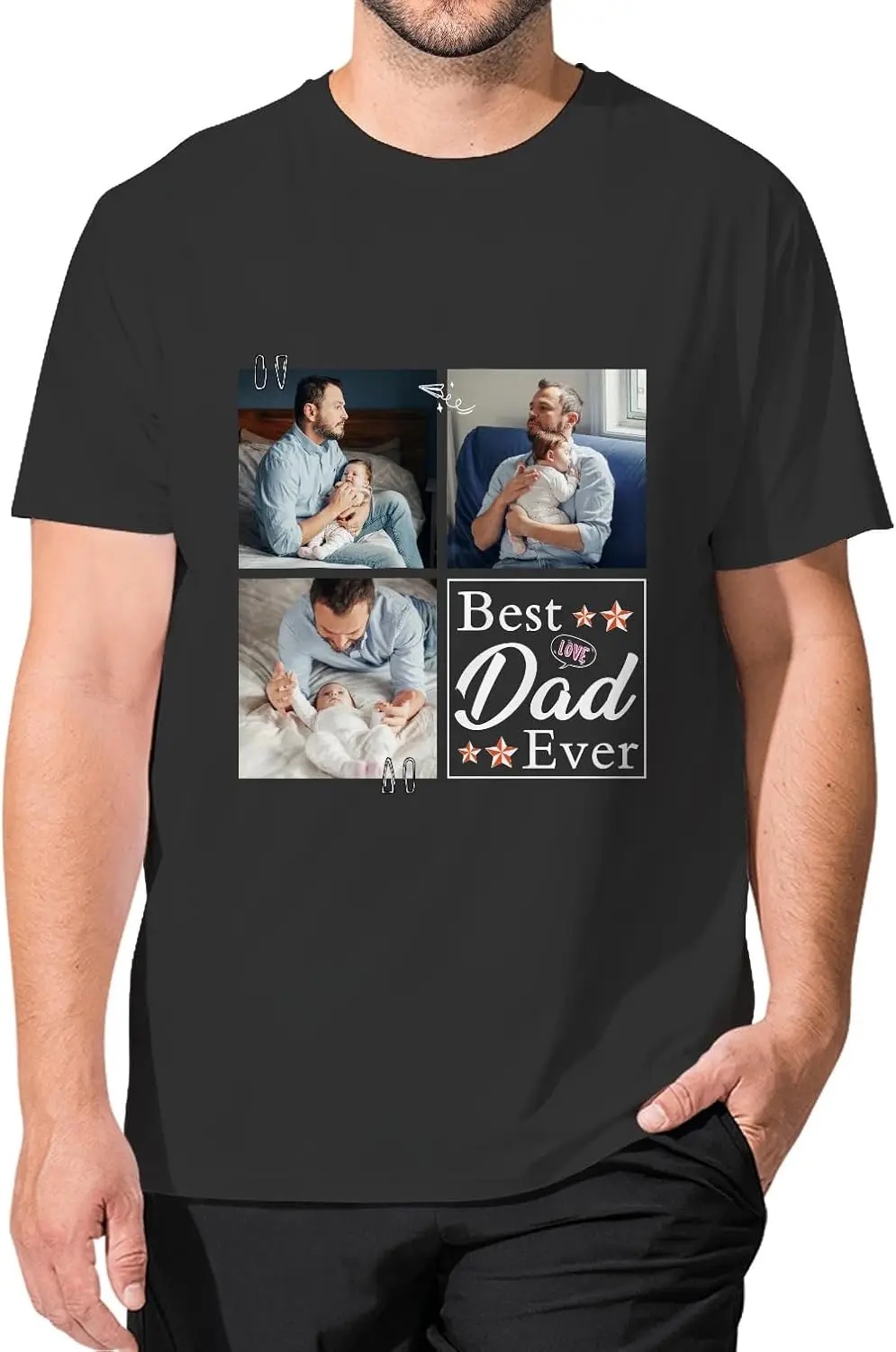 Dad Shirt Gifts for Dads Personalized Fathers Day T Shirt Best Dad Ever Custom Face Photo Picture T-Shirts for Men