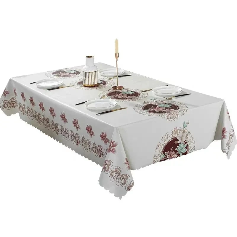 Chinese Embroidery Home Dining Table Cloth PVC Waterproof Oil-proof Scald-proof Rectangule Table Cloth Holiday Decor Tablecloth