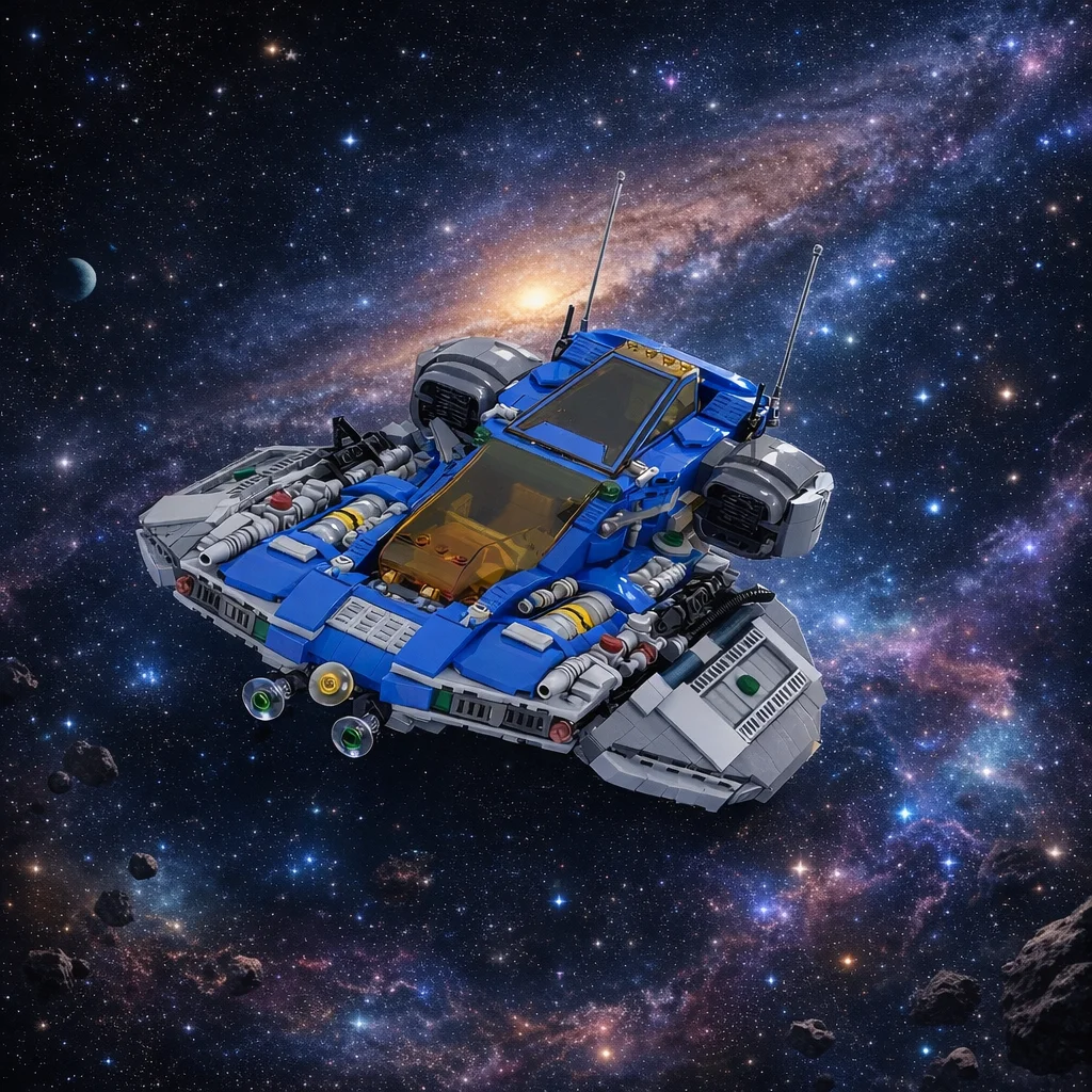 

MOC Futuristic Spacecraft Building Blocks Model, Sci-Fi Flying Ship DIY Assembly Bricks Toy, Desk Display Gift for Kids Adults
