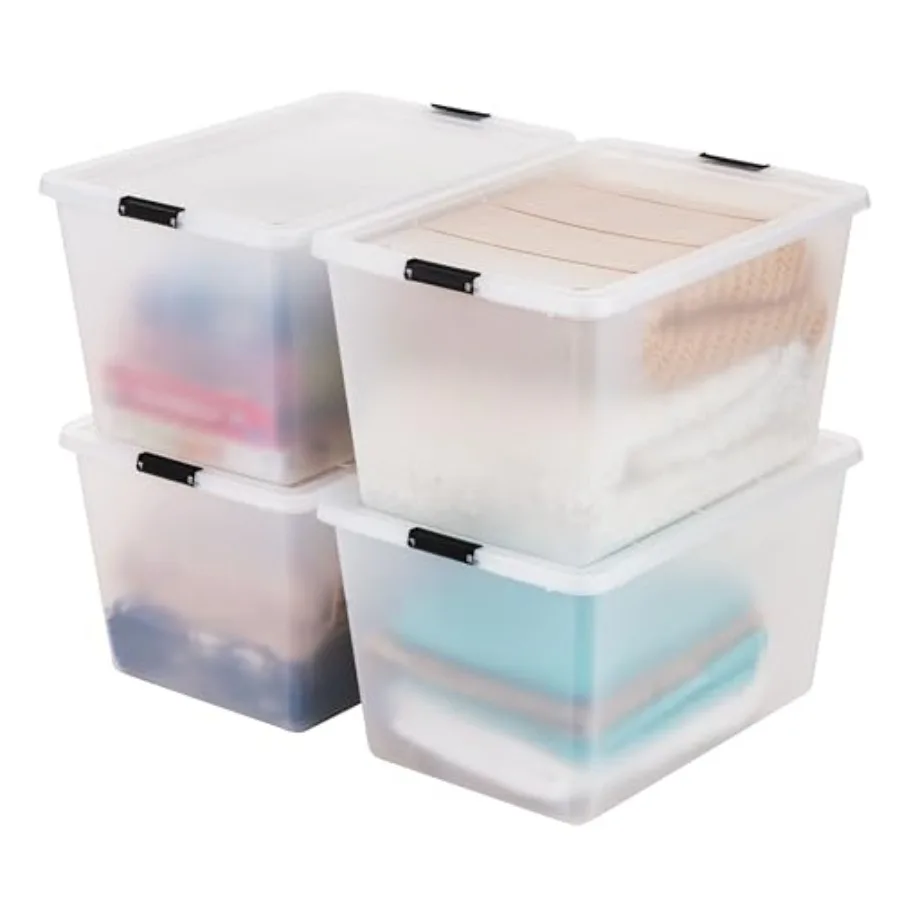 

High-Capacity Clip Box with Latching Lids, 55 Quart Storage Bins, Supply Containers for Home, Office and Classroom Organization