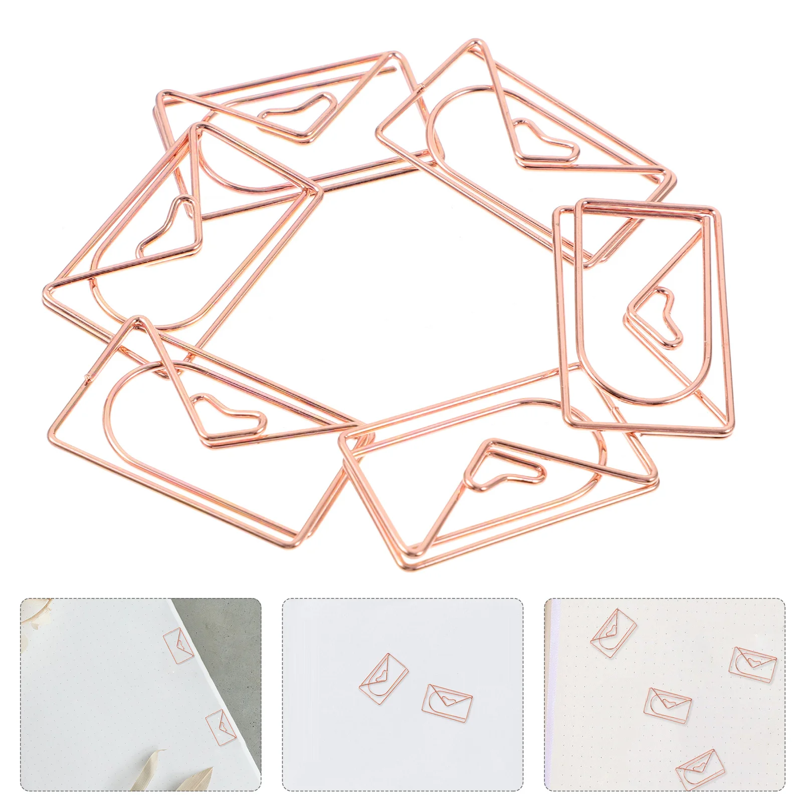 20Pcs Large Rose Gold Metal Paper Clips Envelop Shape Creative Clips Note Markers Document Organizer Bookmarks