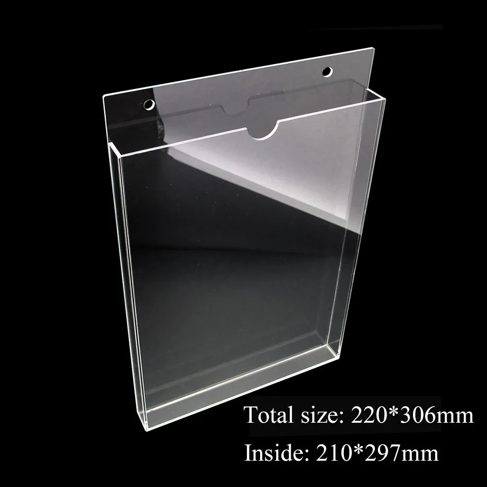 Acrylic Storage Box For A4 Paper Office Data File Card Slot Transparent Plexiglass Book Magazine Display Wall Mounted Holder