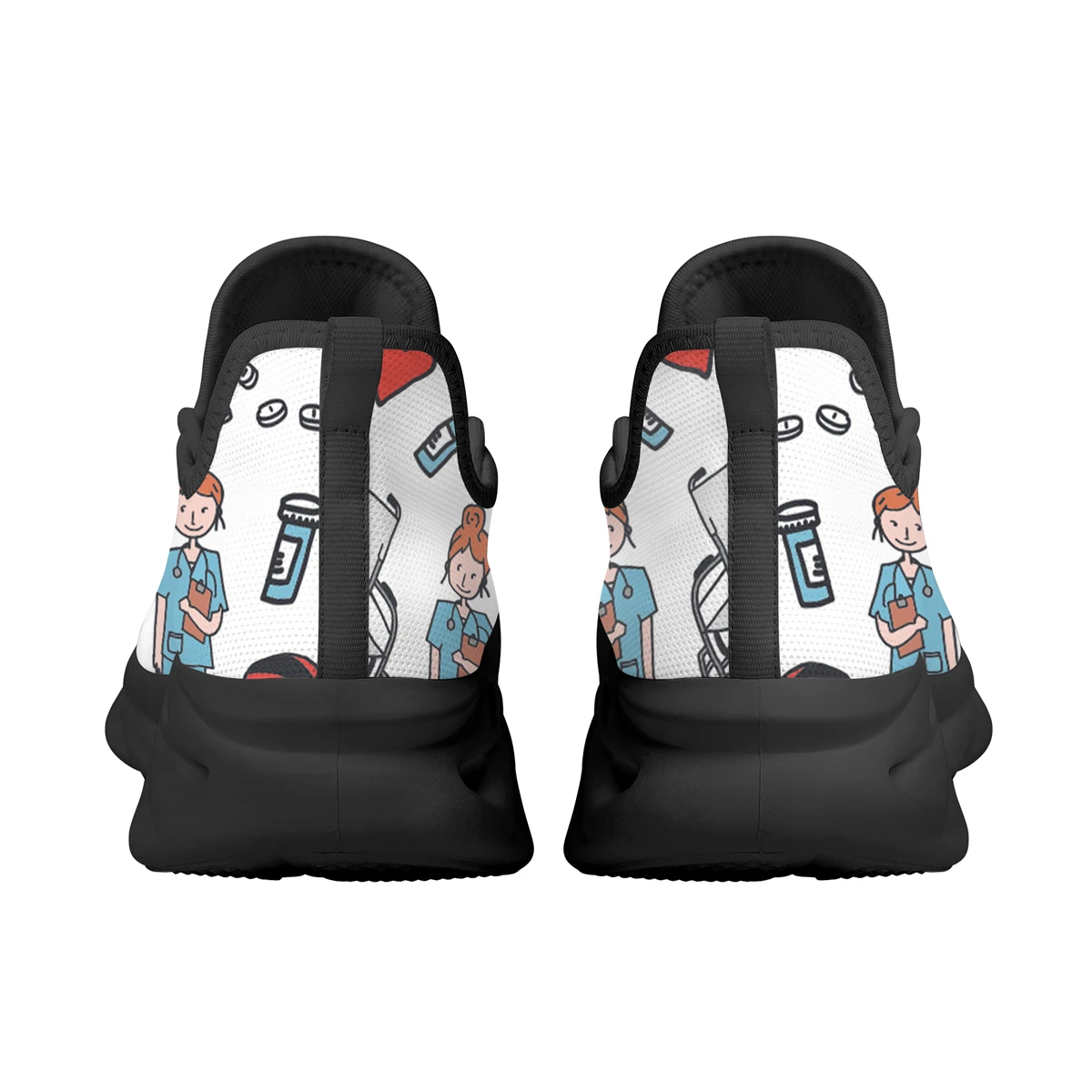 Cartoon Sketch Medical Nurse Print scarpe basse da donna Casual Lace Up Hospital infermieristica scarpe da ginnastica personalizzate con motivo personalizzato