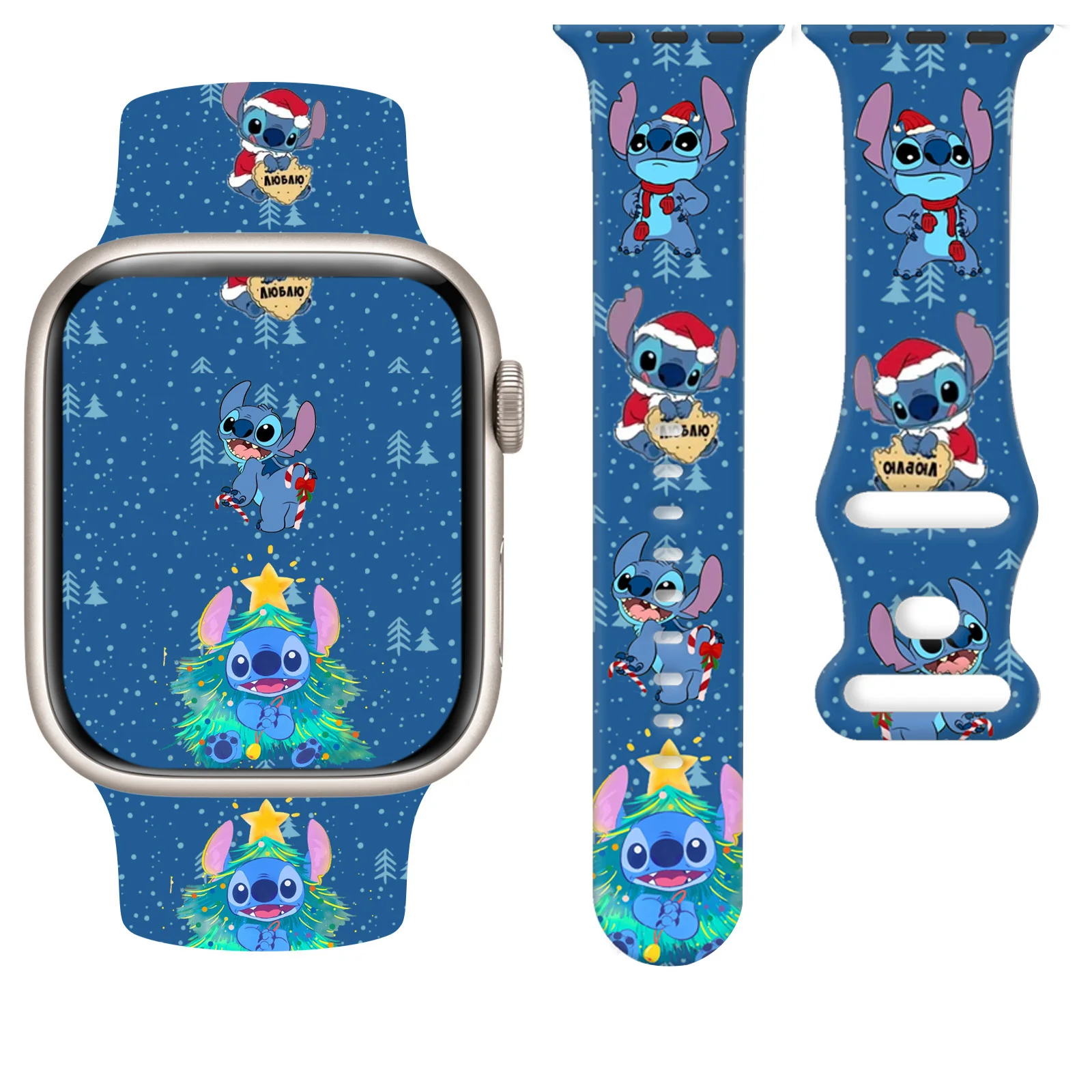 

Christmas Stitch Strap for Apple Watch 11 10 9 8 SE Silicone Band Replaceable Watchband for iWatch 46mm 44mm 42mm 41mm Bracelet