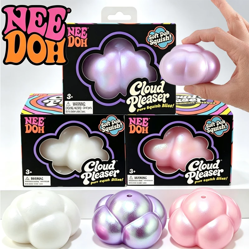 Needoh Cloud Pleaser Iridescent Pearl Squeeze Ball Toy Multicolor Flour Filling Fast Rebound Emotional Release Office Desk Decor