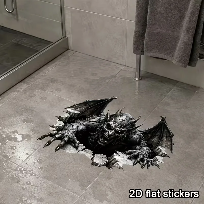 1 piece of Halloween horror demon ground sticker, realistic monsters break through the ground and come out of home decoration