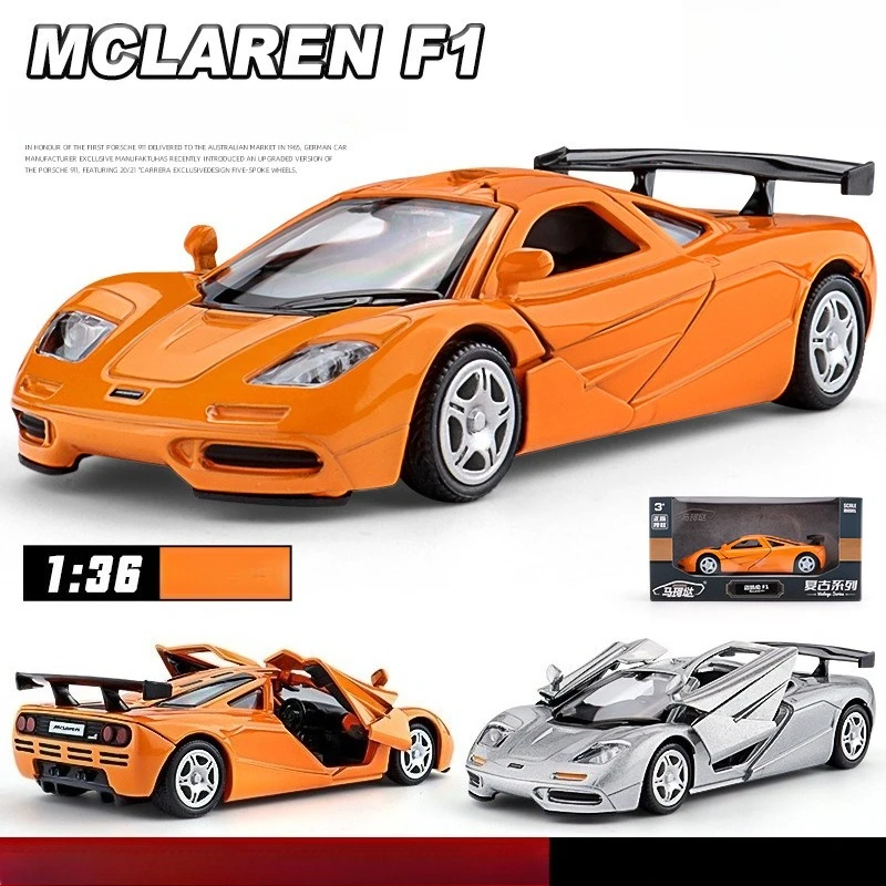 1:36 McLaren F1 1933 Modello di auto sportiva in lega Diecast in metallo Giocattolo Auto da corsa Veicoli Modello Alta simulazione Collezione Regalo per bambini