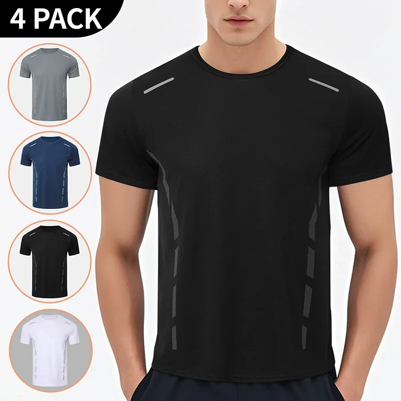 

1/4 Pcs Men's Summer Quick-drying Sports Fashion Printed Short-sleeved Teens Loose and Comfortable Running Fitness Joker T-shirt