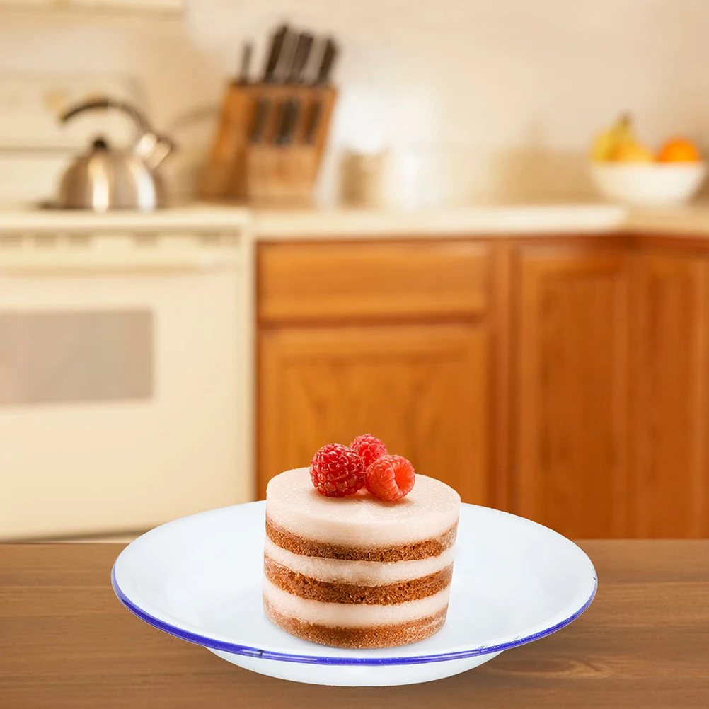 

4pcs Enamel Plates Vintage Fruit Dishes Sturdy High Grade Material Retro Decorative Container Multi Function Enameled Tableware