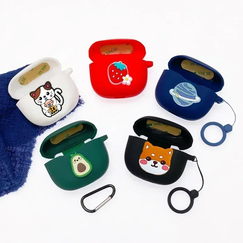 Cartoon Case For EDIFIER Lolli Clip / NeoDots / Air X Case Zero Clip cute dog/cat/flower Silicone Anti-drop Earphone cover shiny