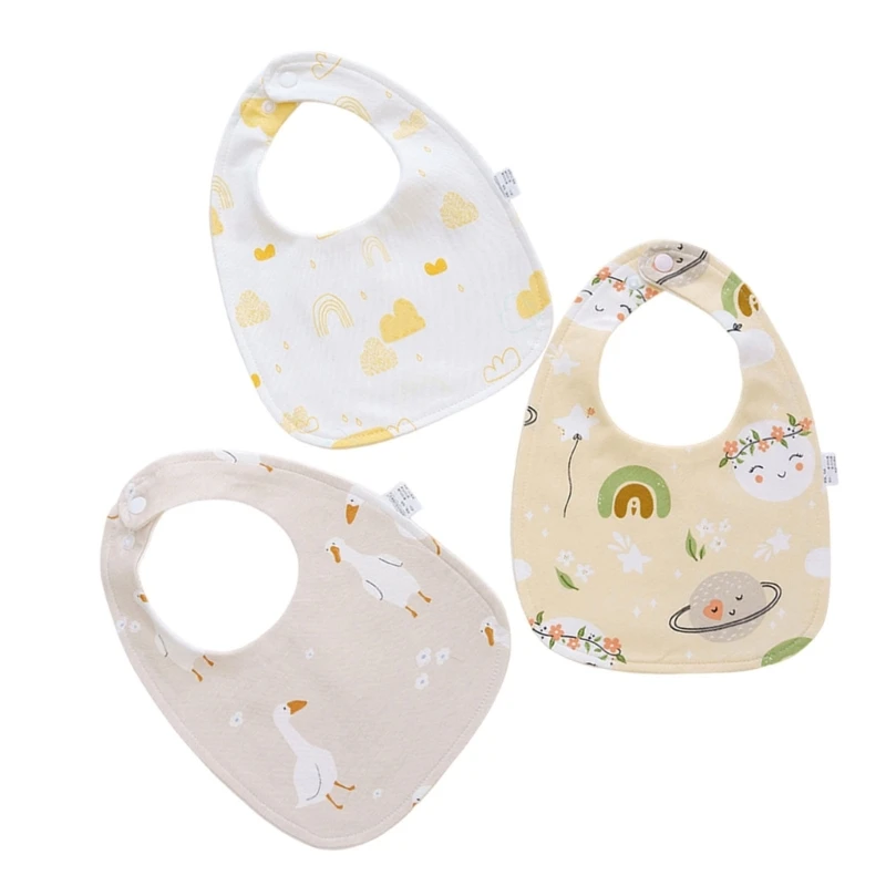 

3Pc Printed Cotton Bibs Newborns Toddlers Drooling Apron Bibs Baby Burp Cloth Strong Absorbent Feeding Bibs Baby Product