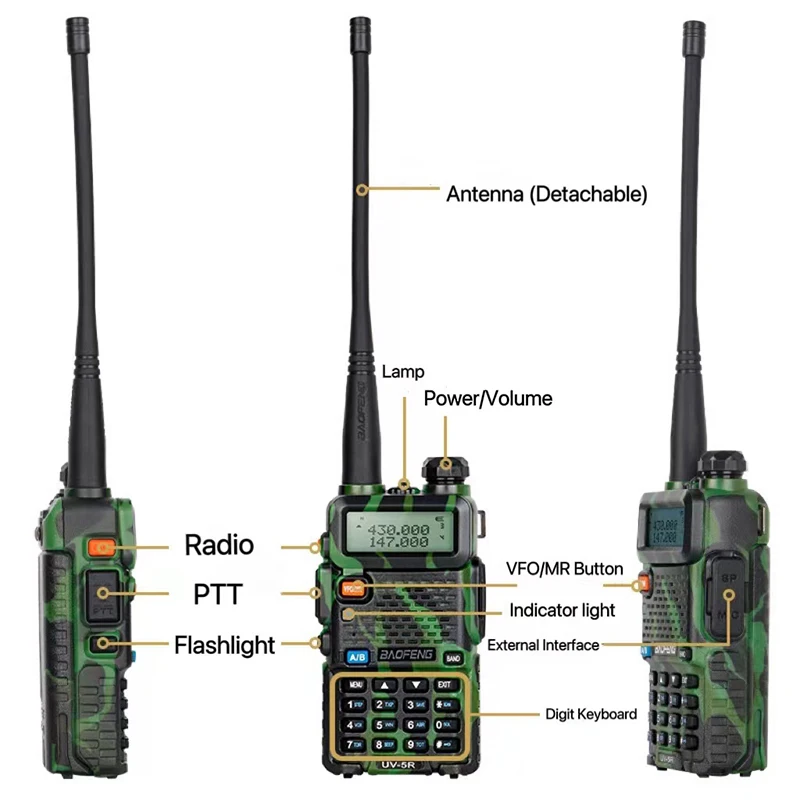 Baofeng-walkie-talkie de doble segmento, menú de acceso directo de camuflaje de UV-5R, Radio de mano UV