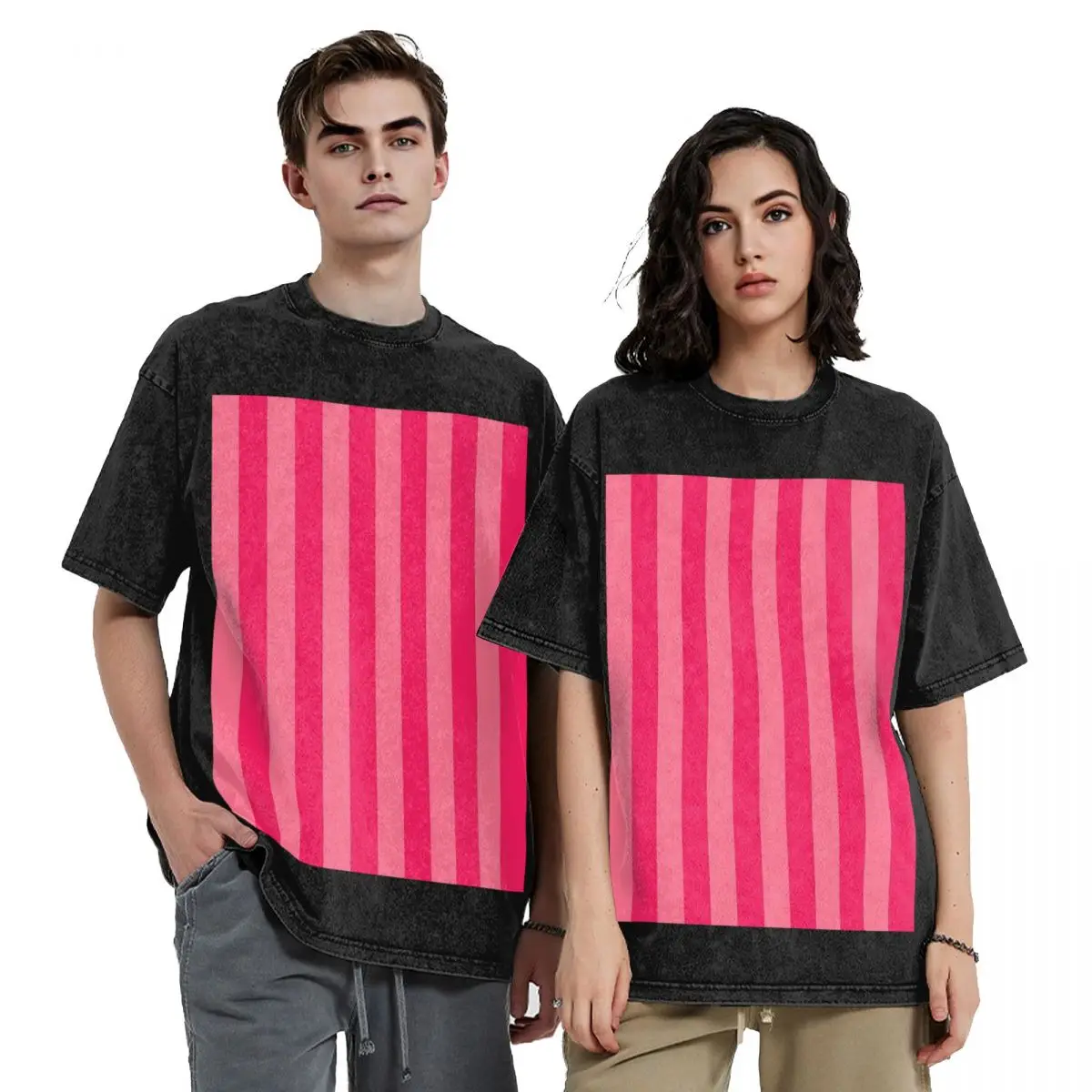 Bold Vivid Vetical Stripped Pattern Hip Hop Short Sleeve T-Shirts Washed Tops Tees Streetwear T Shirt Casual for Men woman