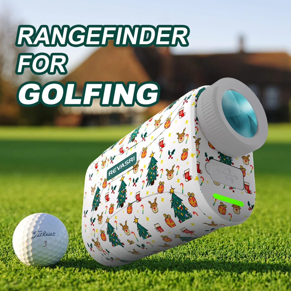 REVASRI Mini Christmas Golf Rangefinder, 1300 Yards 6x Magnification ,Flag Lock & Slope Compensation, Vibration Alert for Golfer