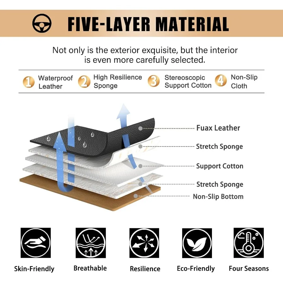 2 أغطية مقاعد السيارة الجلدية العالمية الأمامية لسيارة تويوتا كامري 20122025 تصميم ممتاز أسود رمادي حماية متينة وأنيقة