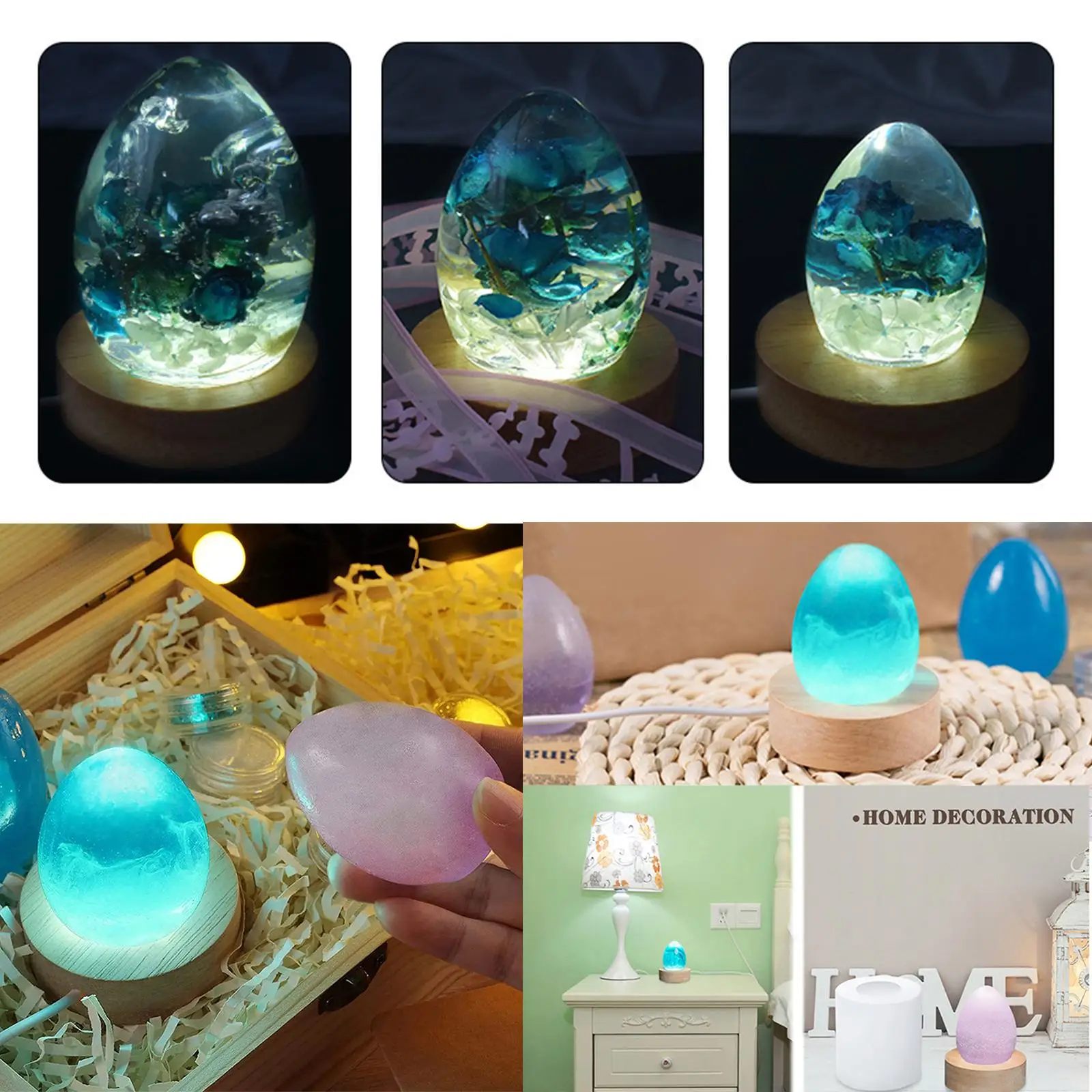 3D Dragon Egg Silicone Mold Resin Casting Set DIY Craft Epoxy Resin Moulds for Candle Holder Ornament Home Decor