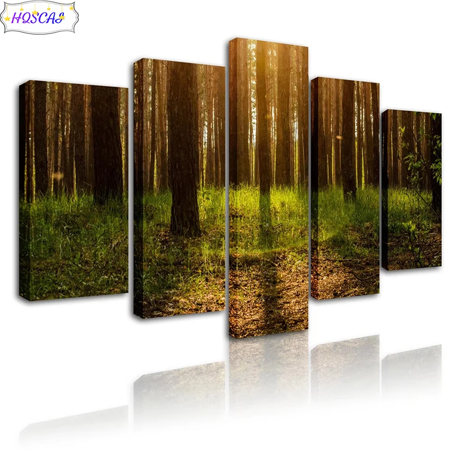

5pcs 5D Diy Diamond Painting Forest scenery Mosaic Cross stitch Full Round Square Drill Mosaic Wall Art Picture Home Decoration